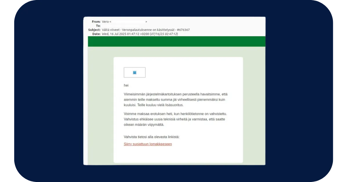 Esimerkki: Veronpalautushuijaus