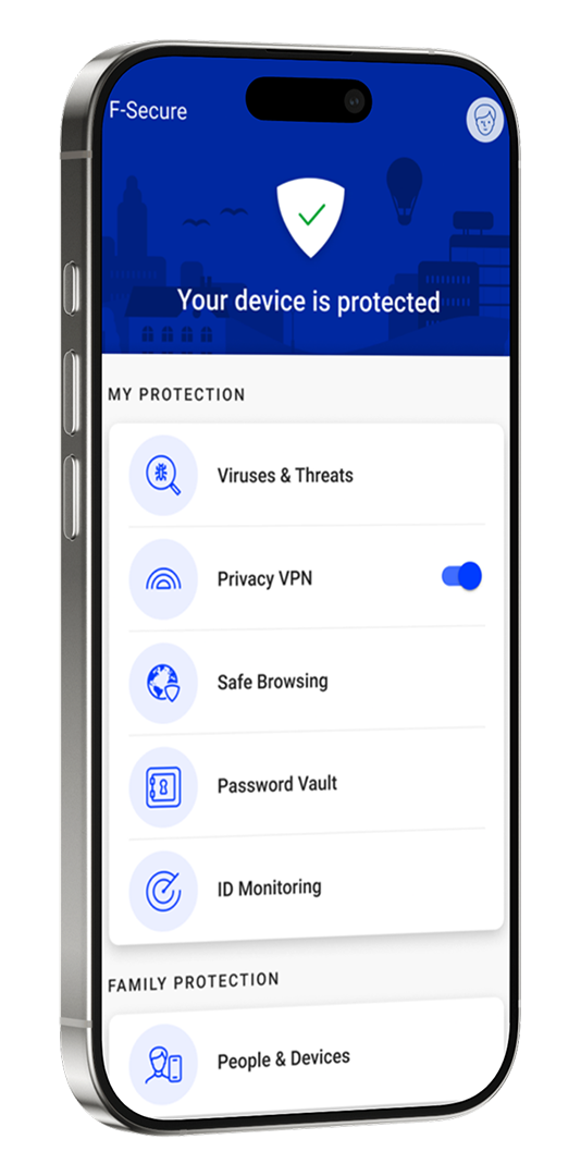 F-Secure yhden älypuhelimen näytöllä