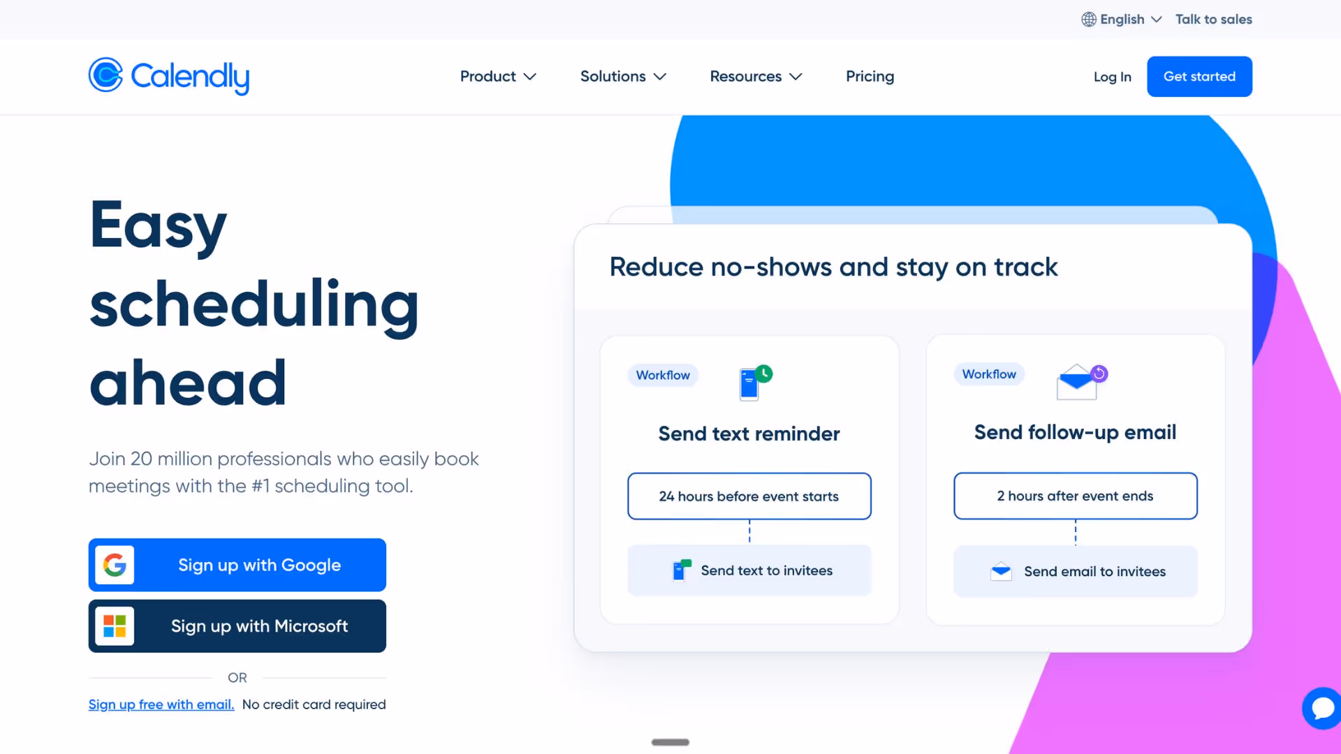 Calendly card auto-sends text reminder 24 h before and follow-up email 2 h after, slashing no-shows via B2B lead generation tools.