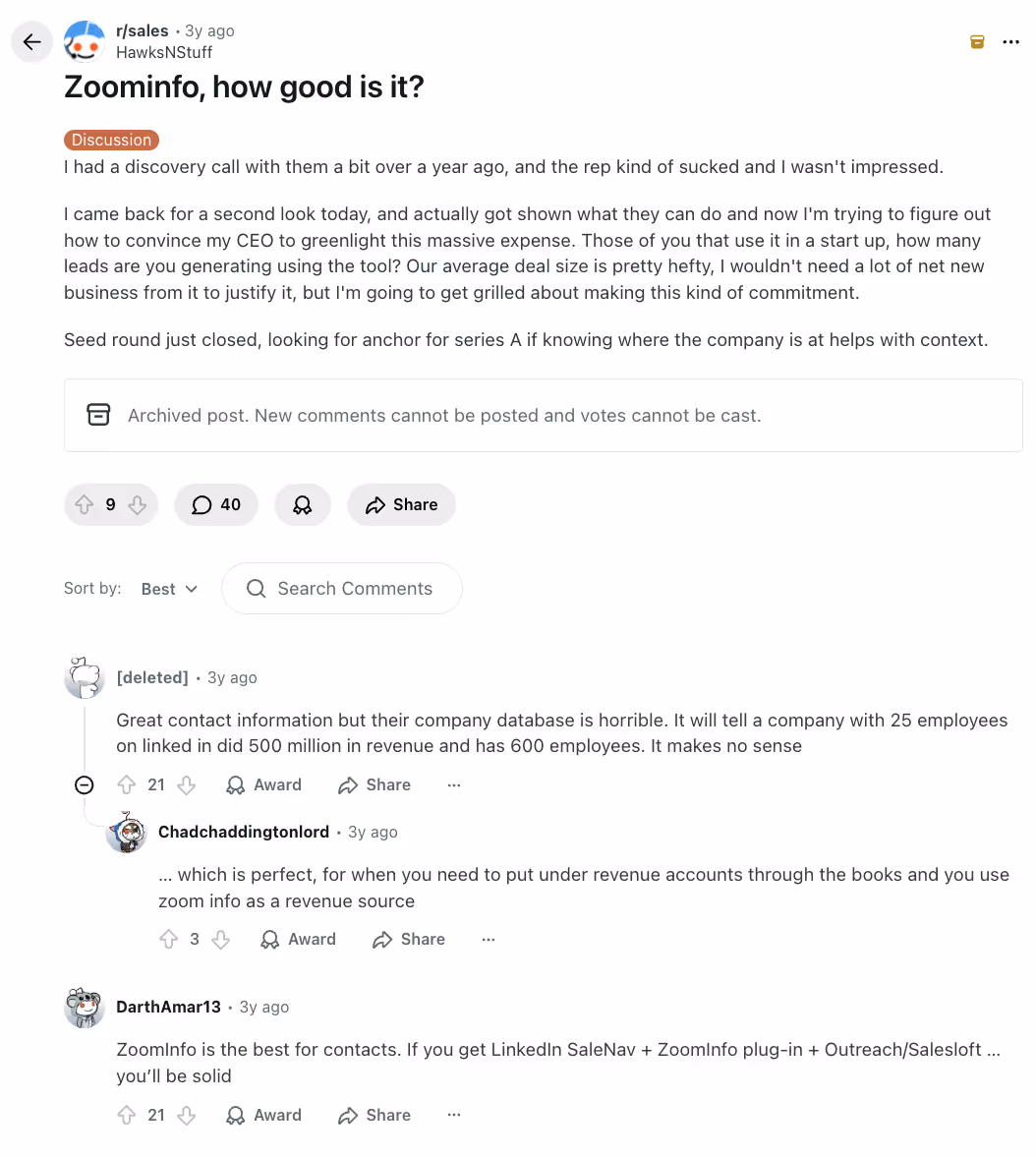 ZoomInfo Reviews Reddit