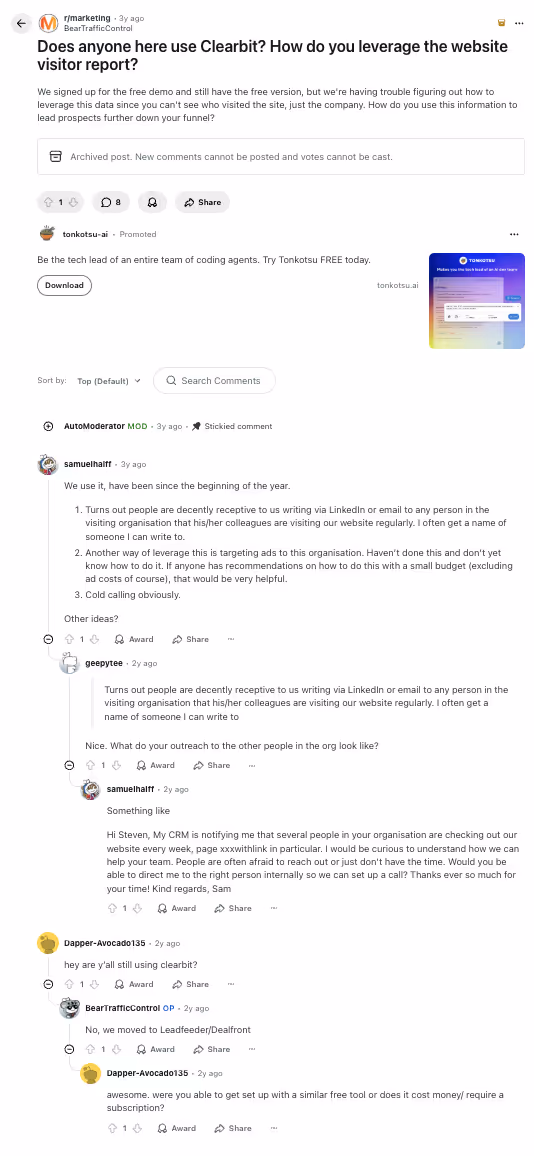 Clearbit Reviews Reddit