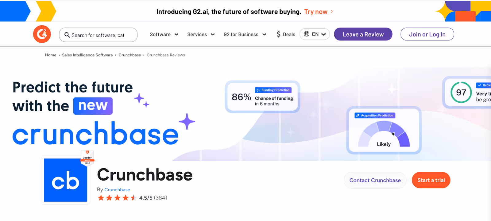 Crunchbase Reviews G2