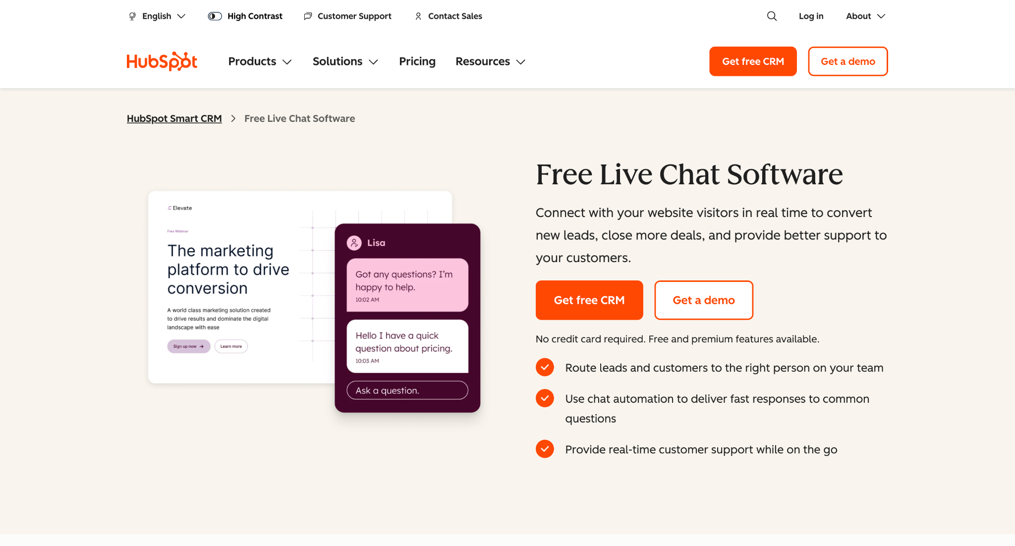HubSpot chat