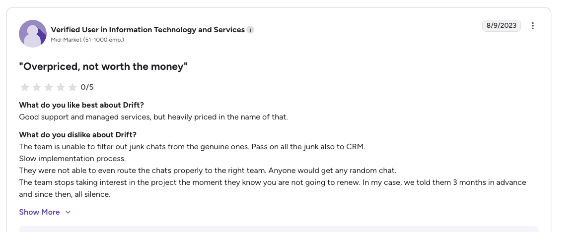 Drift Pricing and value concerns