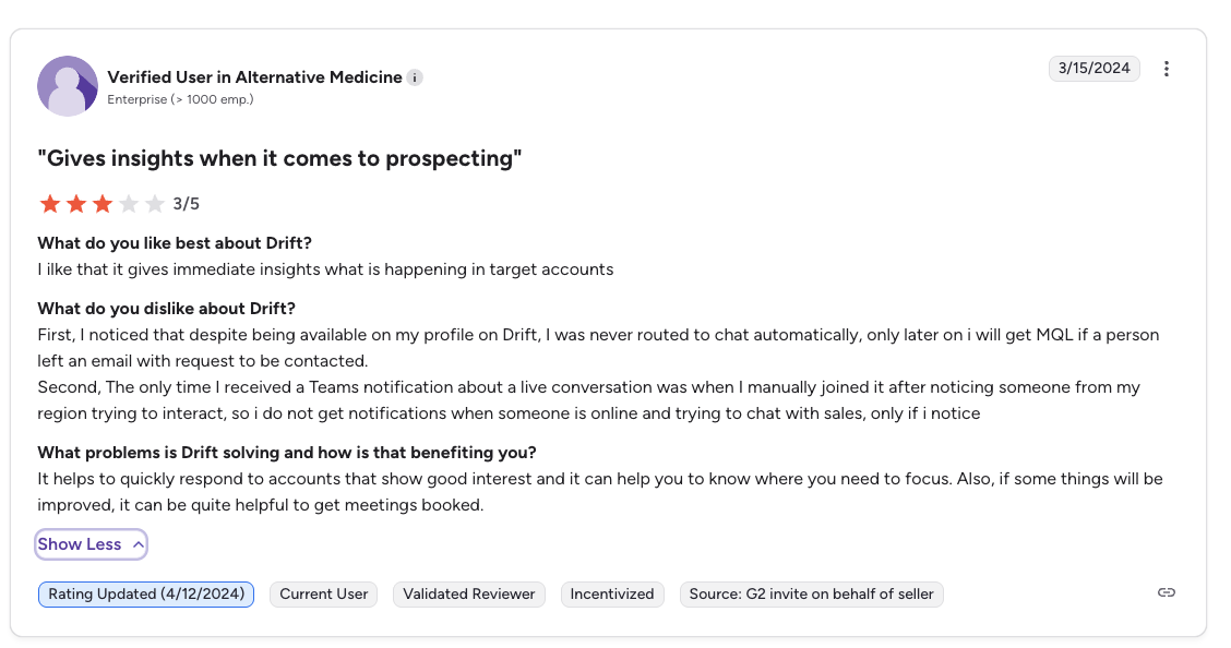 Routing, notifications, and engagement gaps with Drift