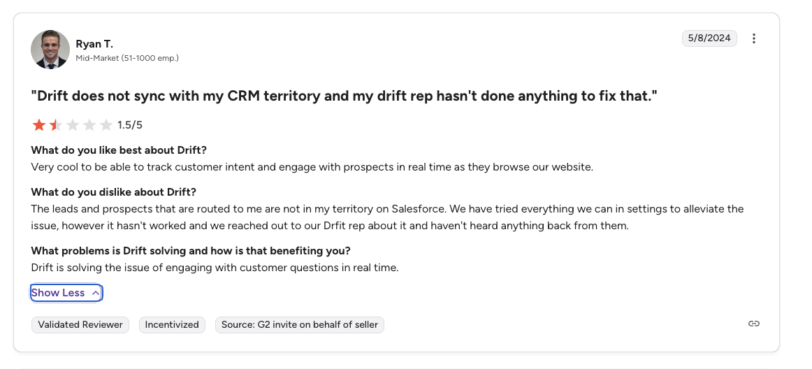 CRM and integration challenges with Drift