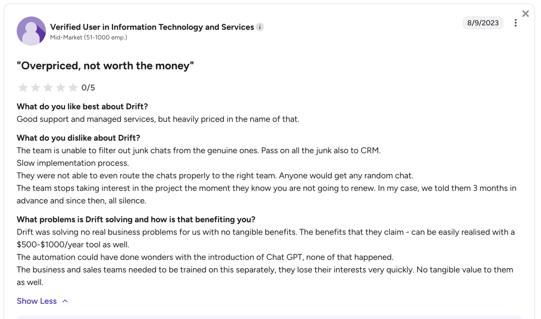 Drift Pricing & ROI Concerns
