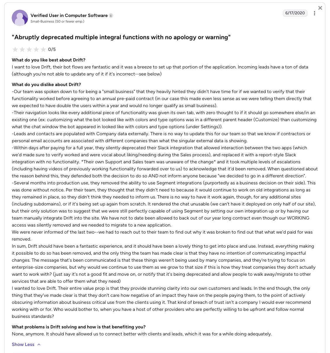 Drift Product Stability & Broken Features