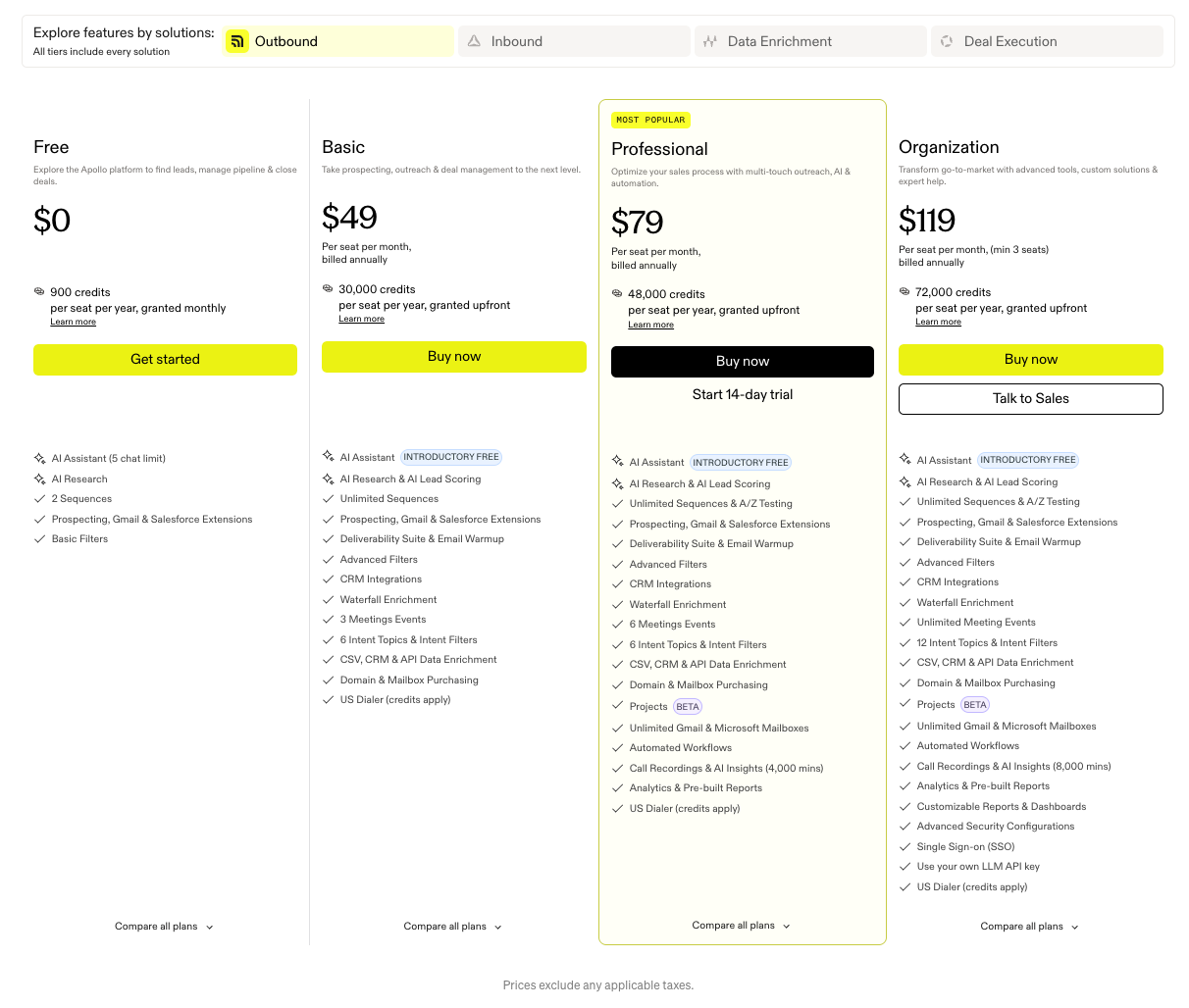Apollo Pricing