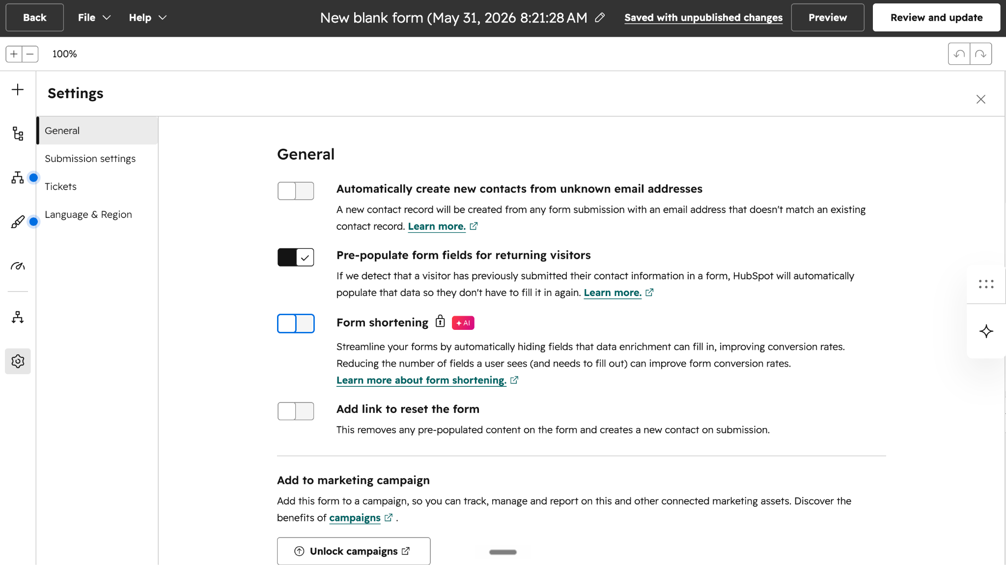 HubSpot Forms: Form Shortening