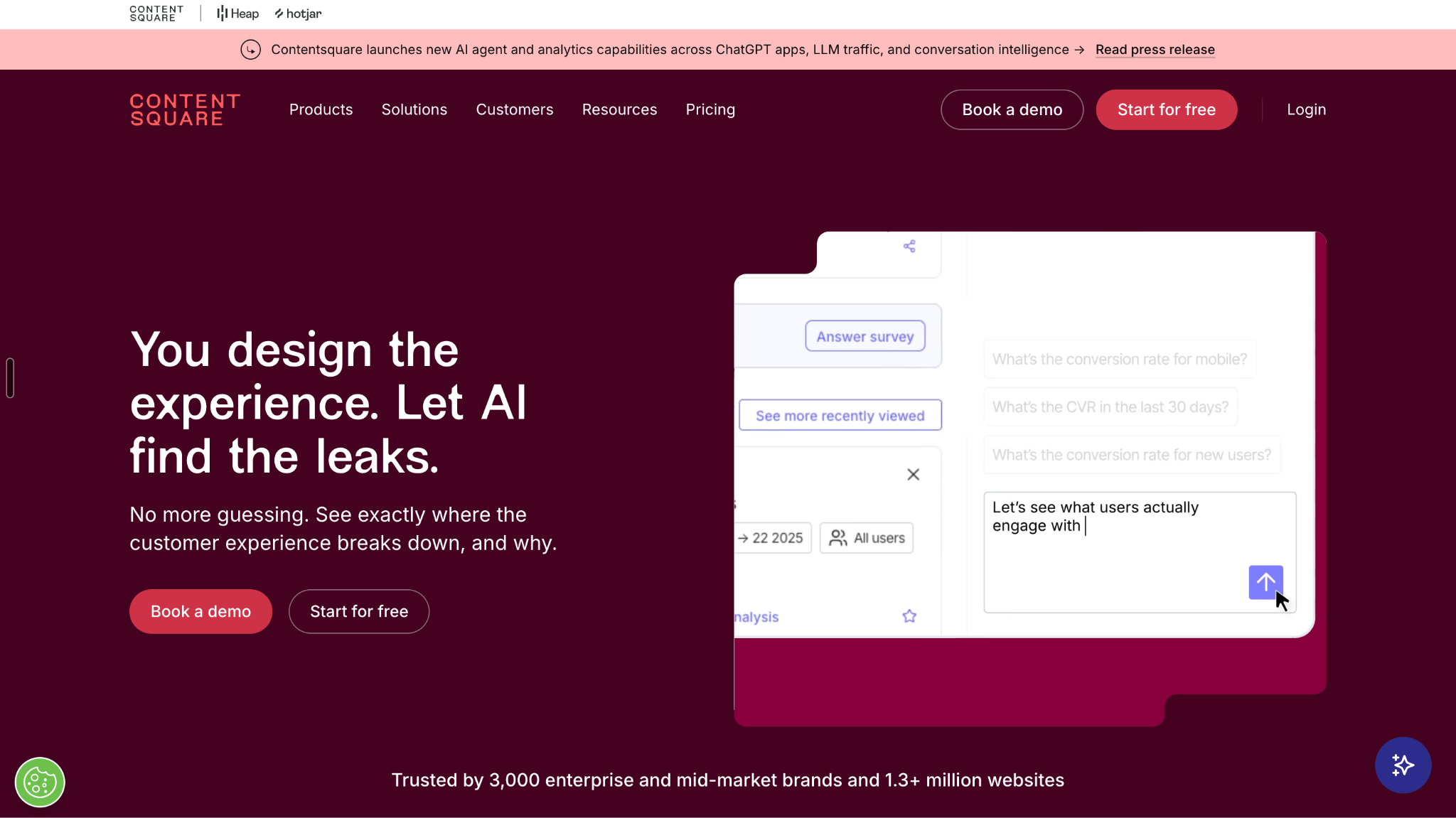 Contentsquare / Hotjar: Understand Why Visitors Do or Don't Convert
