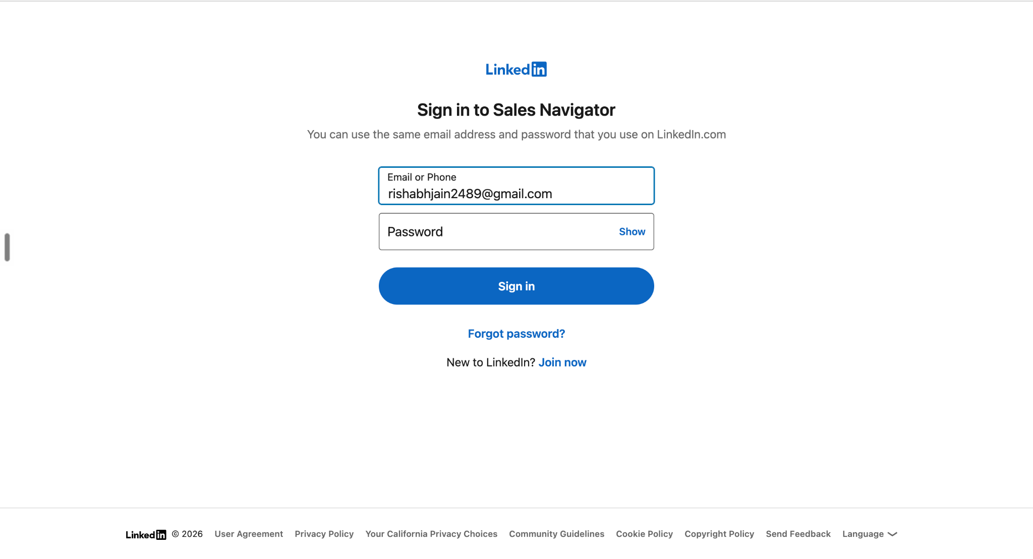 Login to LinkedIn Sales Navigator