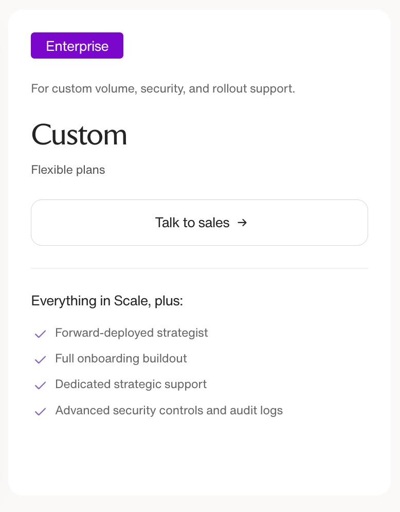 Artisan Pricing: Enterprise