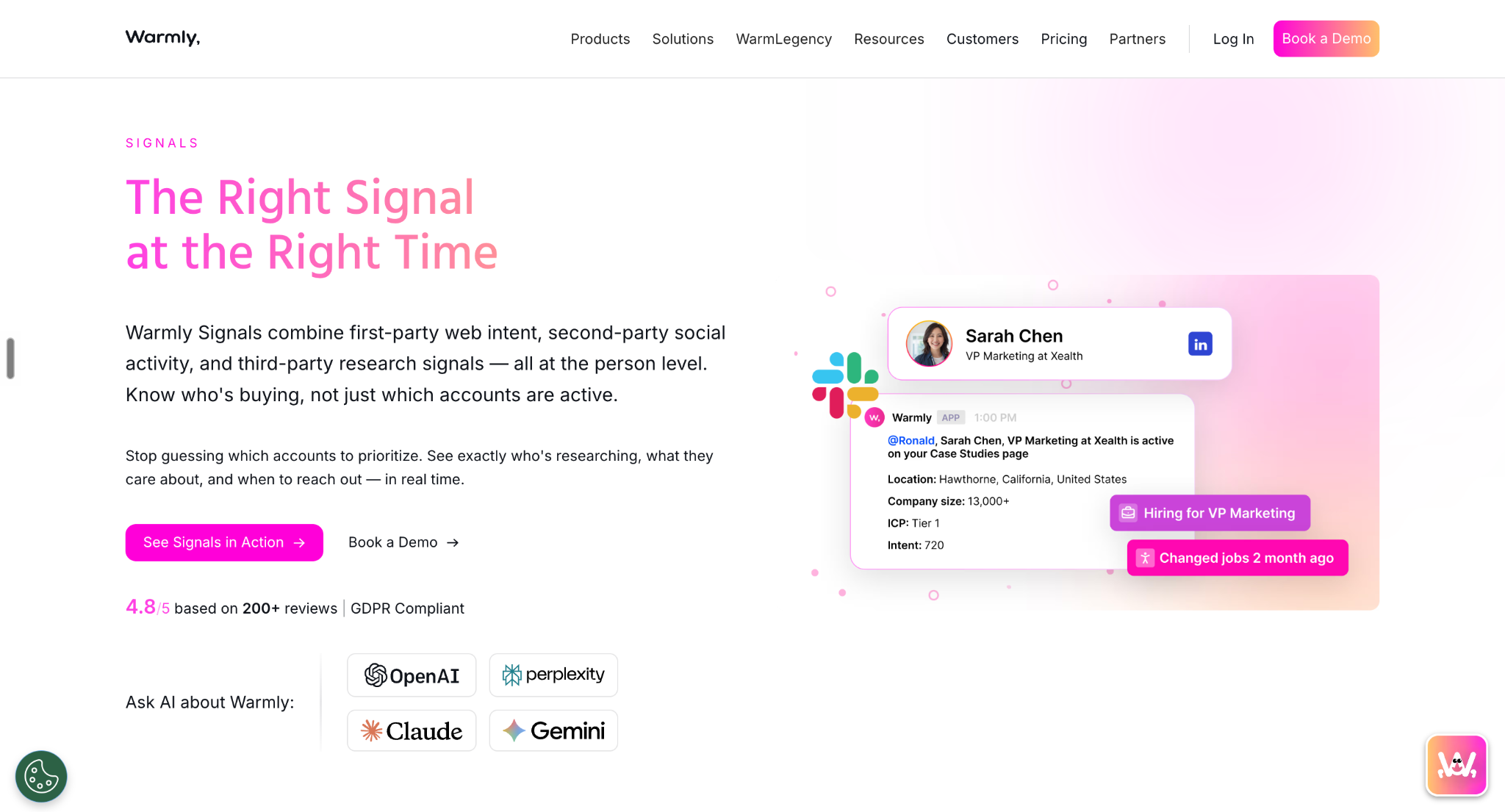 Warmly's Signals, Data, and Integrations