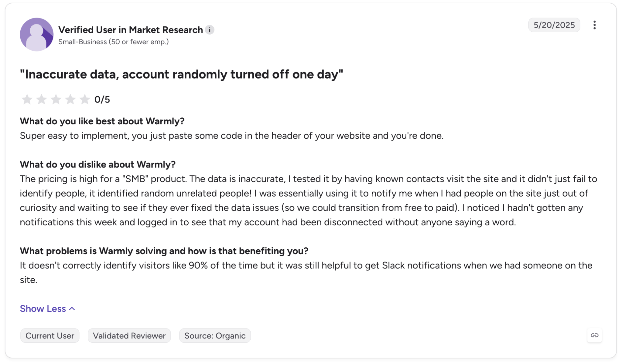 Warmly's Visitor Identification and Contact Data Accuracy Can Be Inconsistent