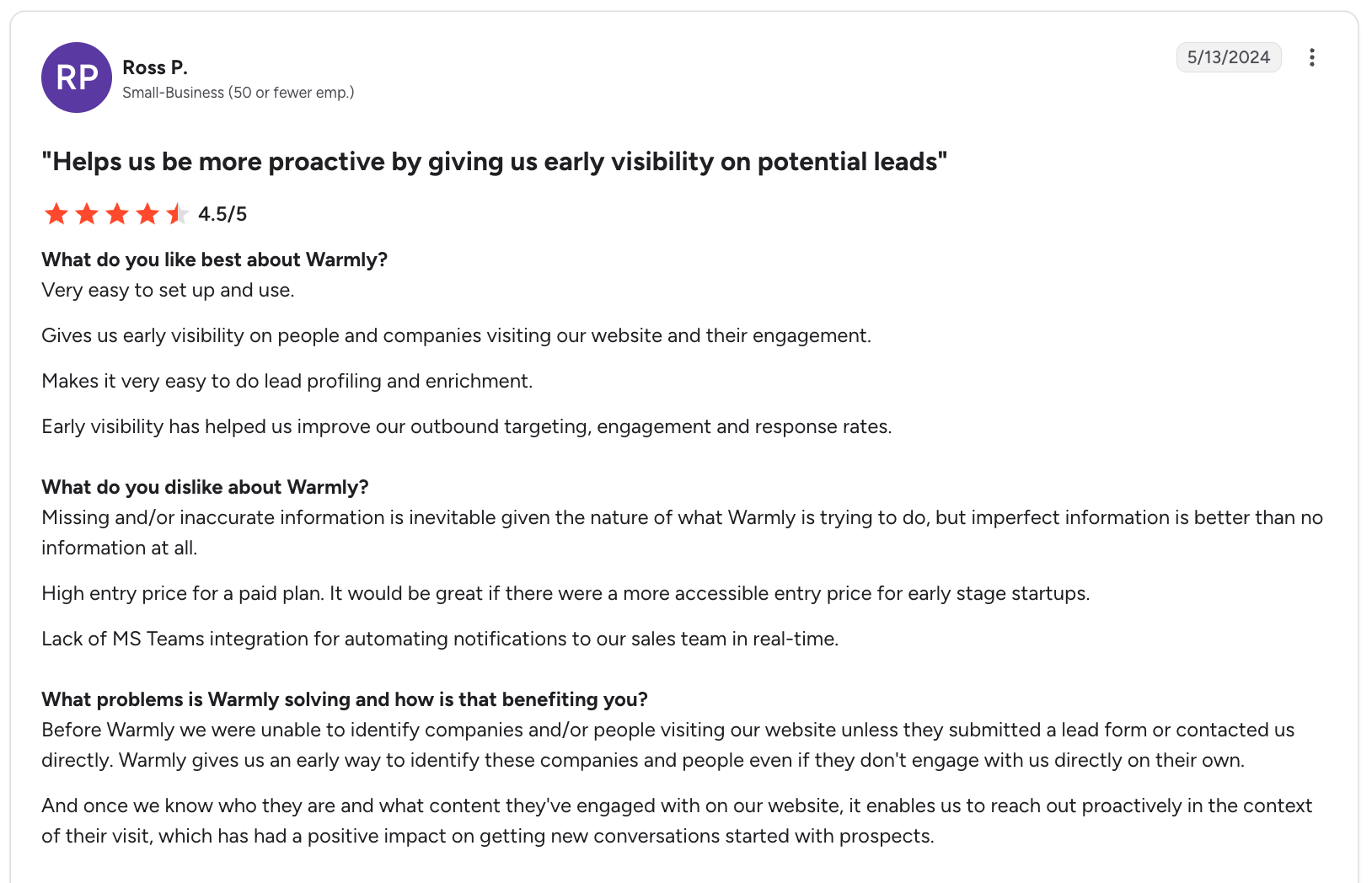 Warmly's Pricing Can Be Difficult to Justify When Data Quality Falls Short
