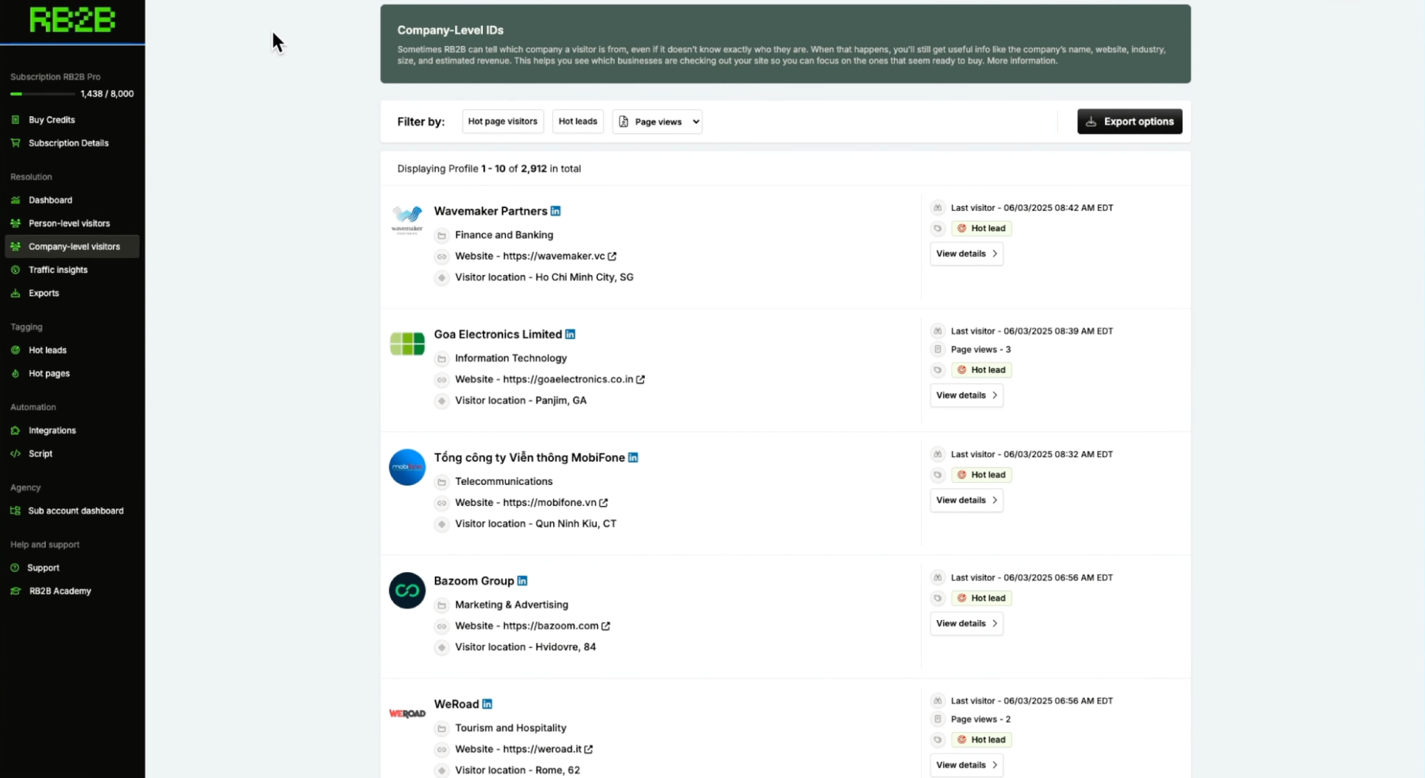 Filter visitors against your ideal customer profile.