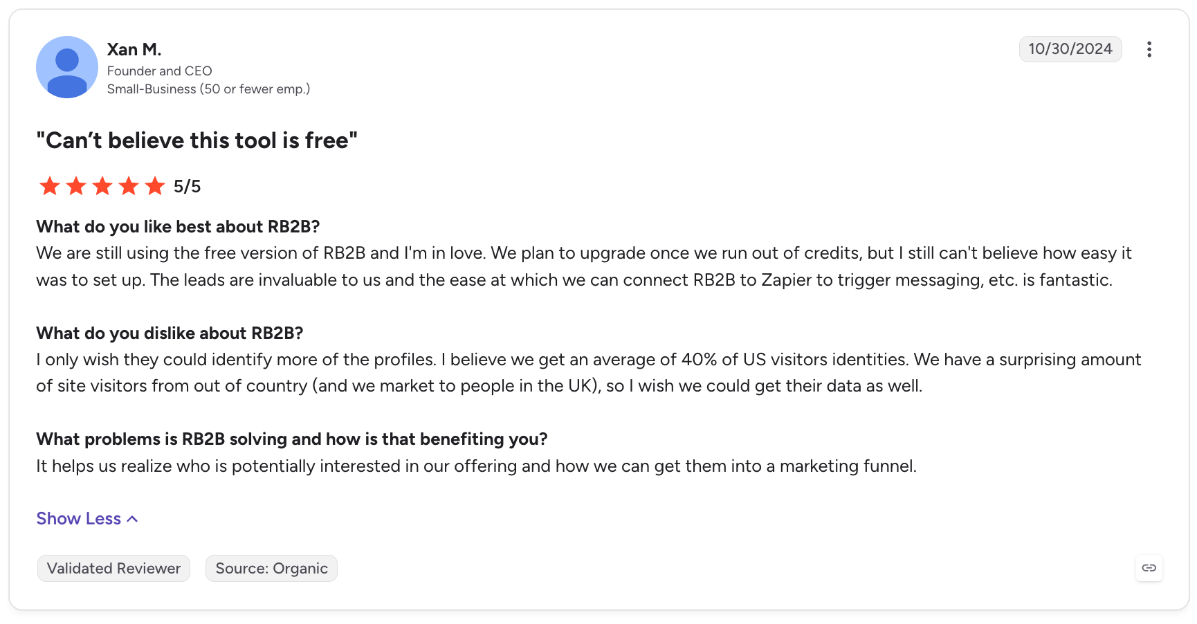 RB2B: Useful sales and marketing insights