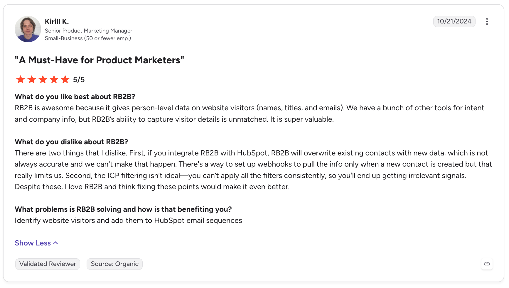 RB2B: ICP filtering and CRM data concerns