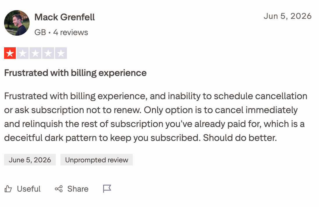 RB2B Review: Frustrated with billing experience