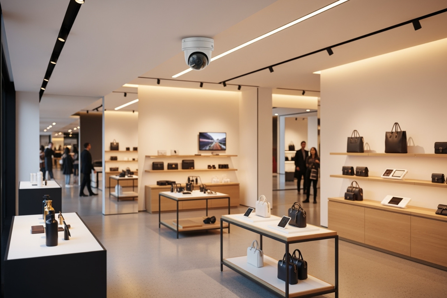 High-resolution IP camera in a modern retail or office setting, focusing on clear image quality - 5 Lessons Businesses Learn Too Late About Security System Upgrades