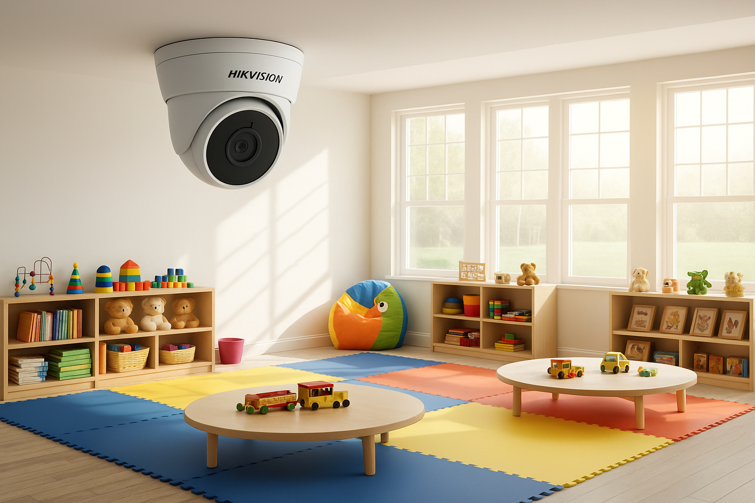 Comprehensive infographic showing childcare security risks including statistics on missing children (421,394 annually), family abductions from schools (7%), and key security layers needed: perimeter control, access management, surveillance systems, staff training, and emergency procedures - security for childcare infographic 