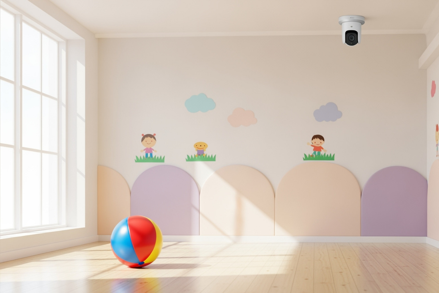 a play room with a camera