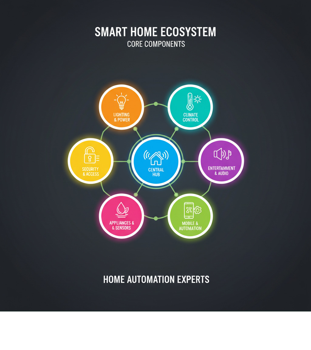 infographic showing core components of a smart home system - home automation experts infographic 