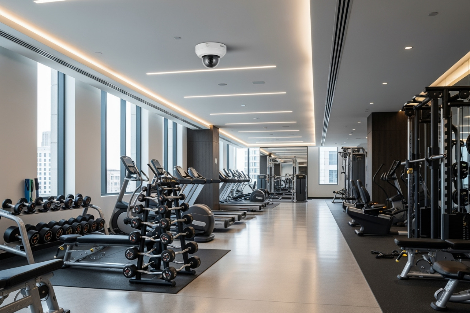 A family enjoying a secure community pool area, with modern and discreet surveillance cameras visible in the background, subtly indicating security without being intrusive. - gated community access control security