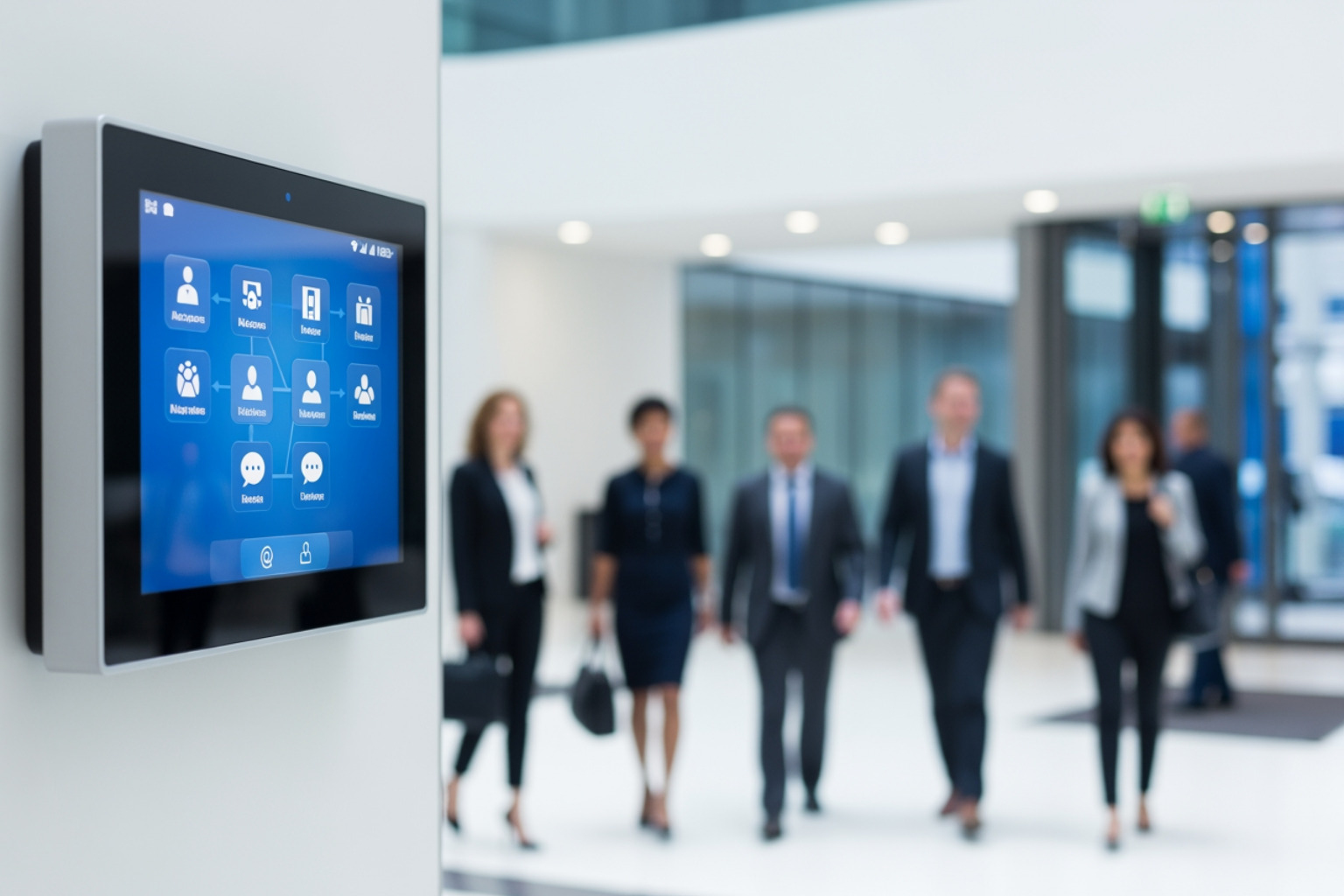 An intercom system in an office building.