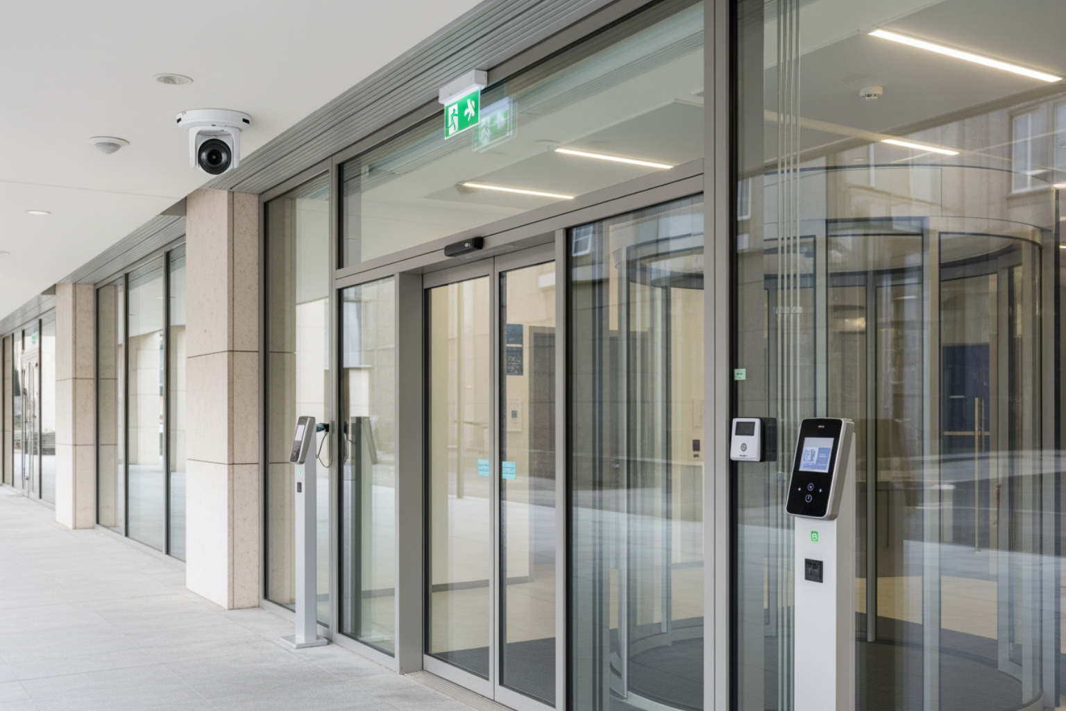 A secure office building entrance.