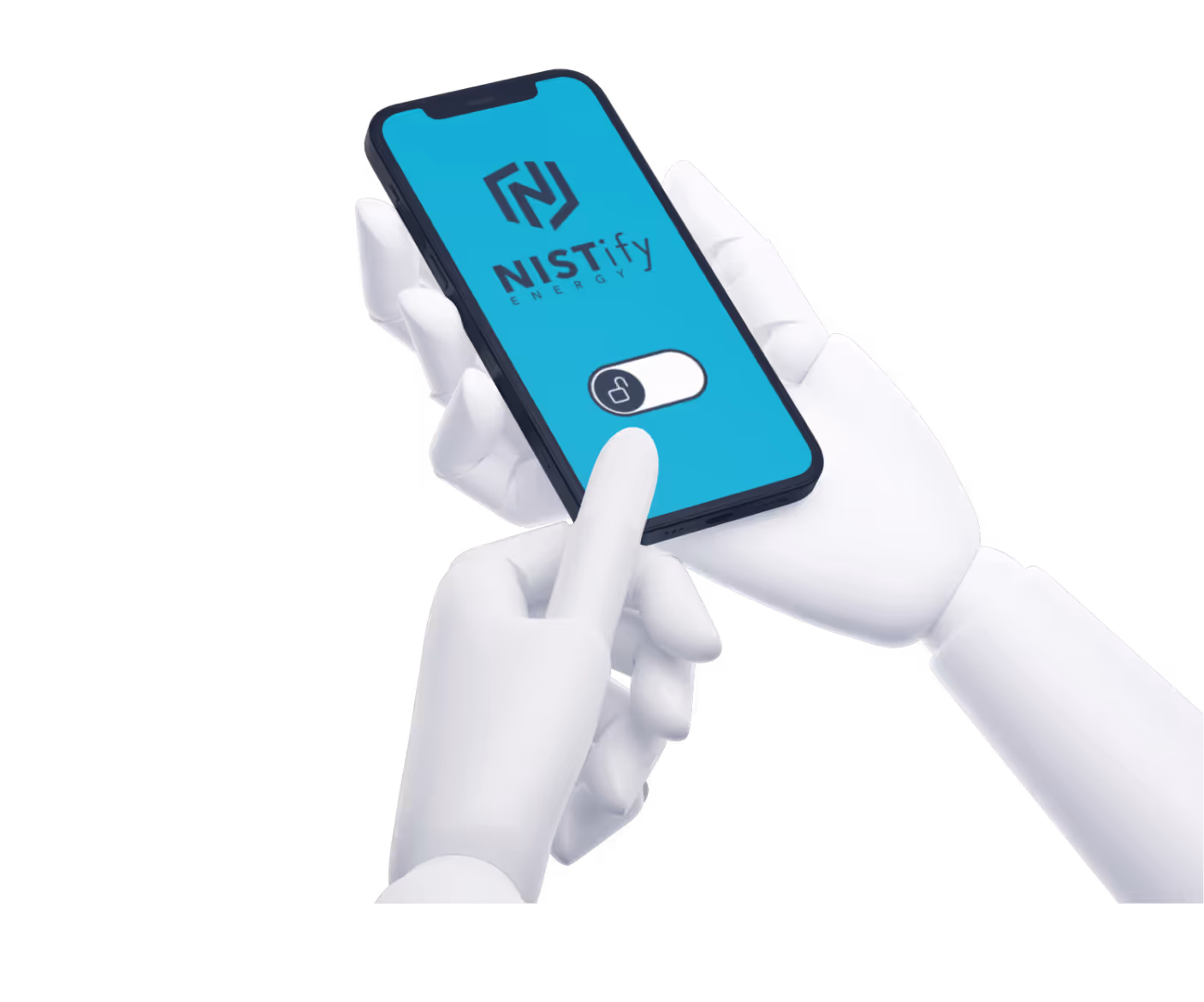 someone is holding a phone with the nistify logo on it