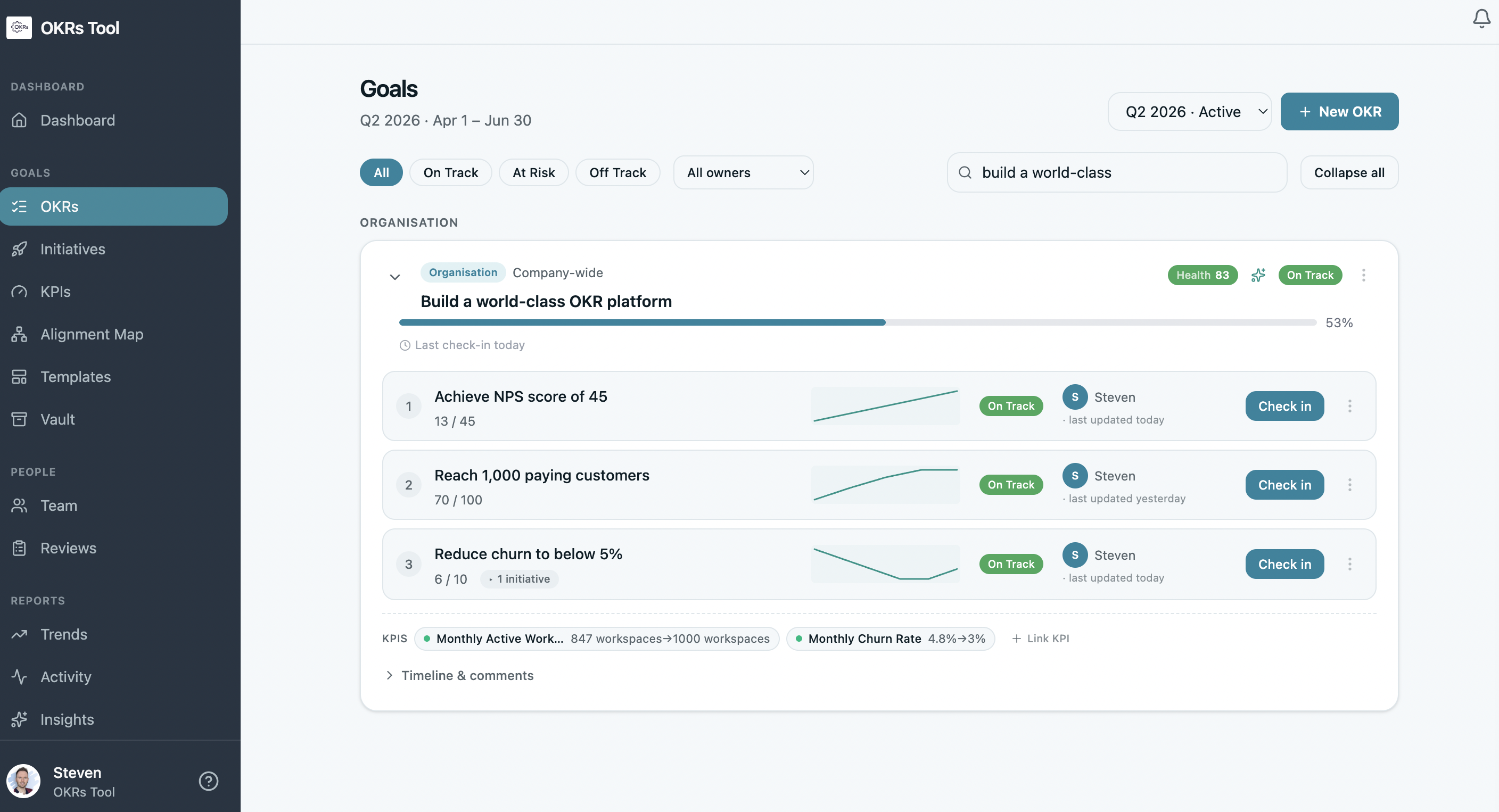 Run OKRs in OKRs Tool