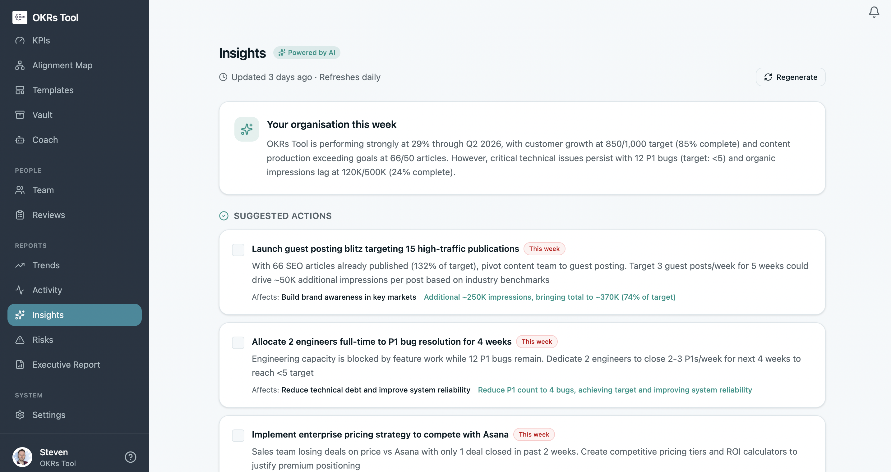 AI Insights panel