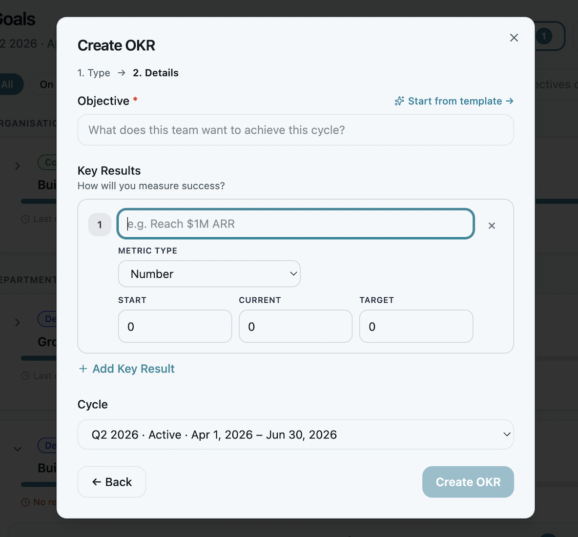 Create the company OKR