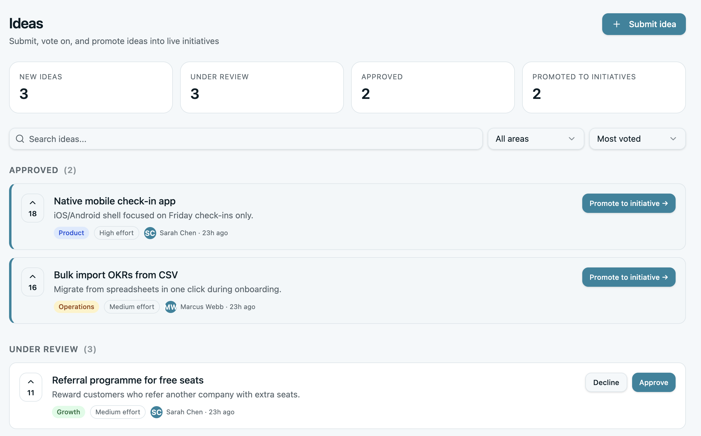 OKRs Tool Idea Board