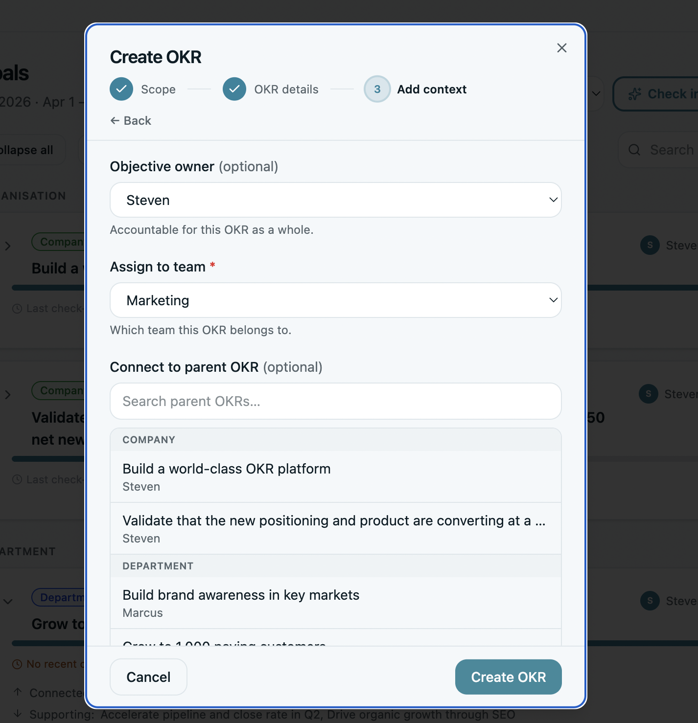 Create OKR