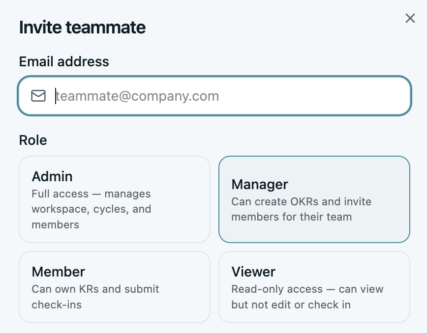 Building teams and inviting teammates in OKRs Tool