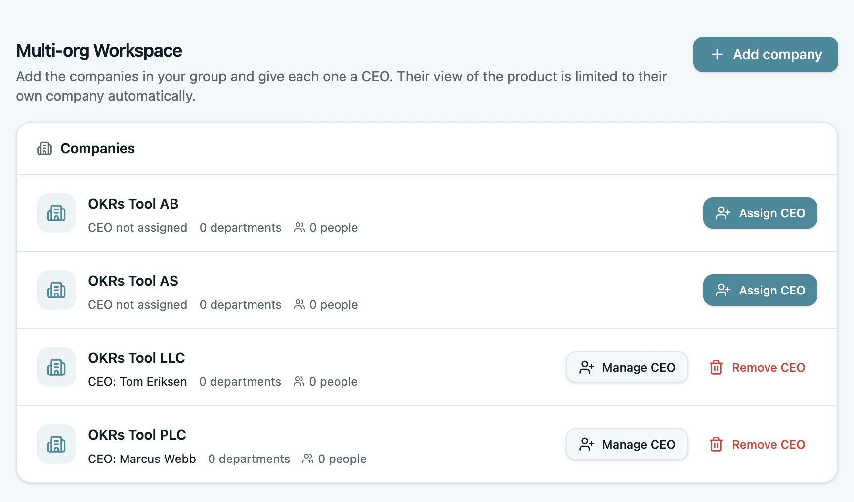 Multi-org workspace and business units
