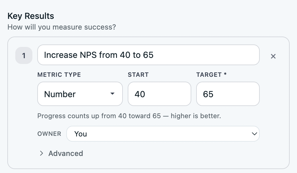 OKRs Tool flagging key results with no owner assigned, with ownership required when a key result is created