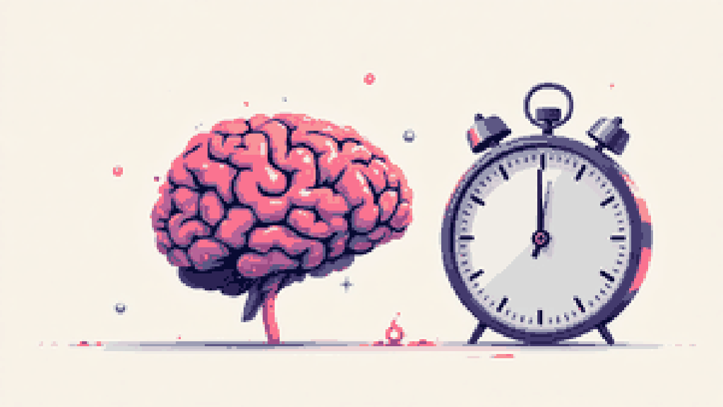 un cerebro humano estilizado junto a un gran cronómetro, con pequeñas burbujas de oxígeno que se desvanecen y un delgado vaso sanguíneo que se va vaciando, lo que transmite una sensación de cuenta atrás urgente