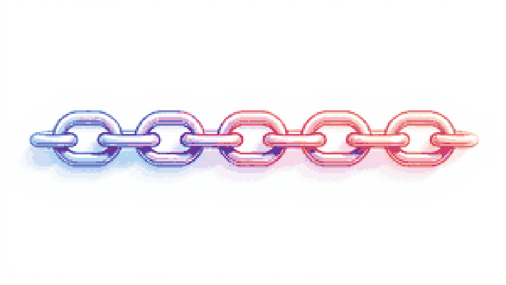 a strong chain of five linked rings laid in a row, one ring subtly highlighted as the weakest link
