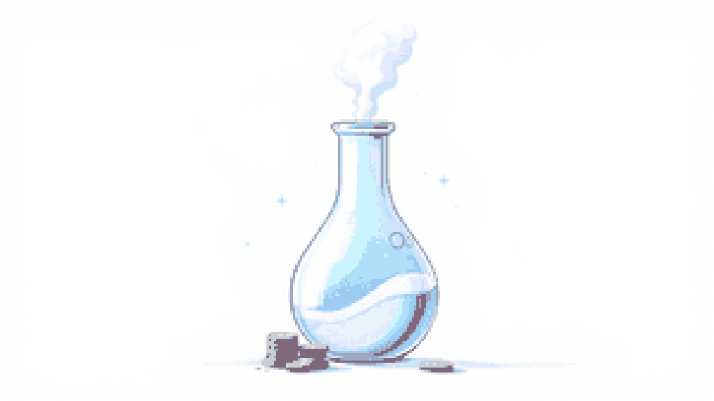 A tall steel storage flask with cold white vapor spilling over and a small stack of coins at its base