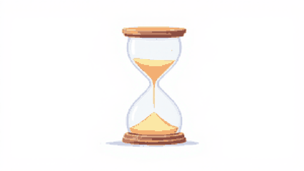 An hourglass with most of its sand already fallen, only a little left on top.