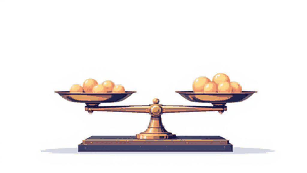 A level balance scale weighing two simple options against each other