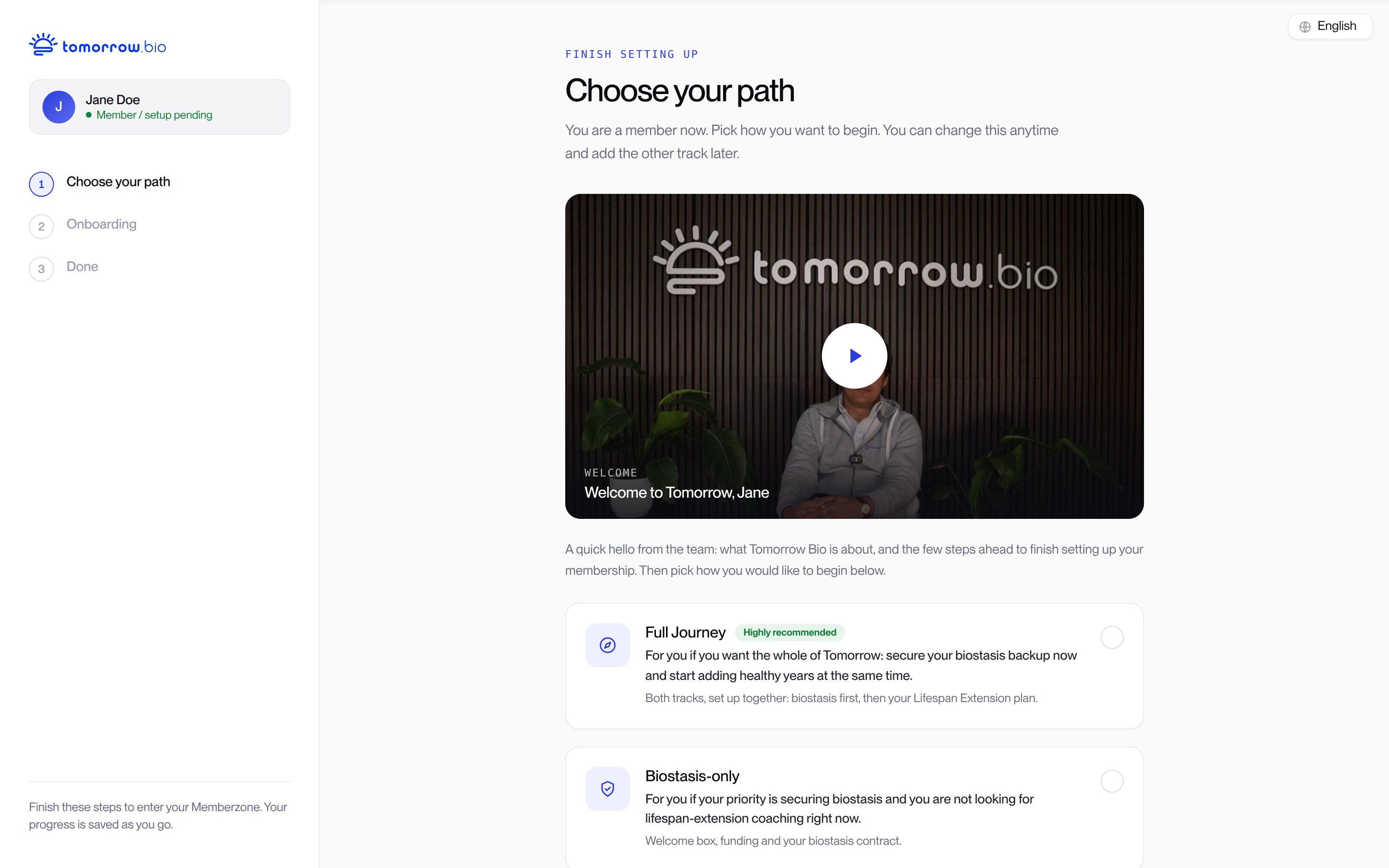 Memberzone onboarding: choose your path