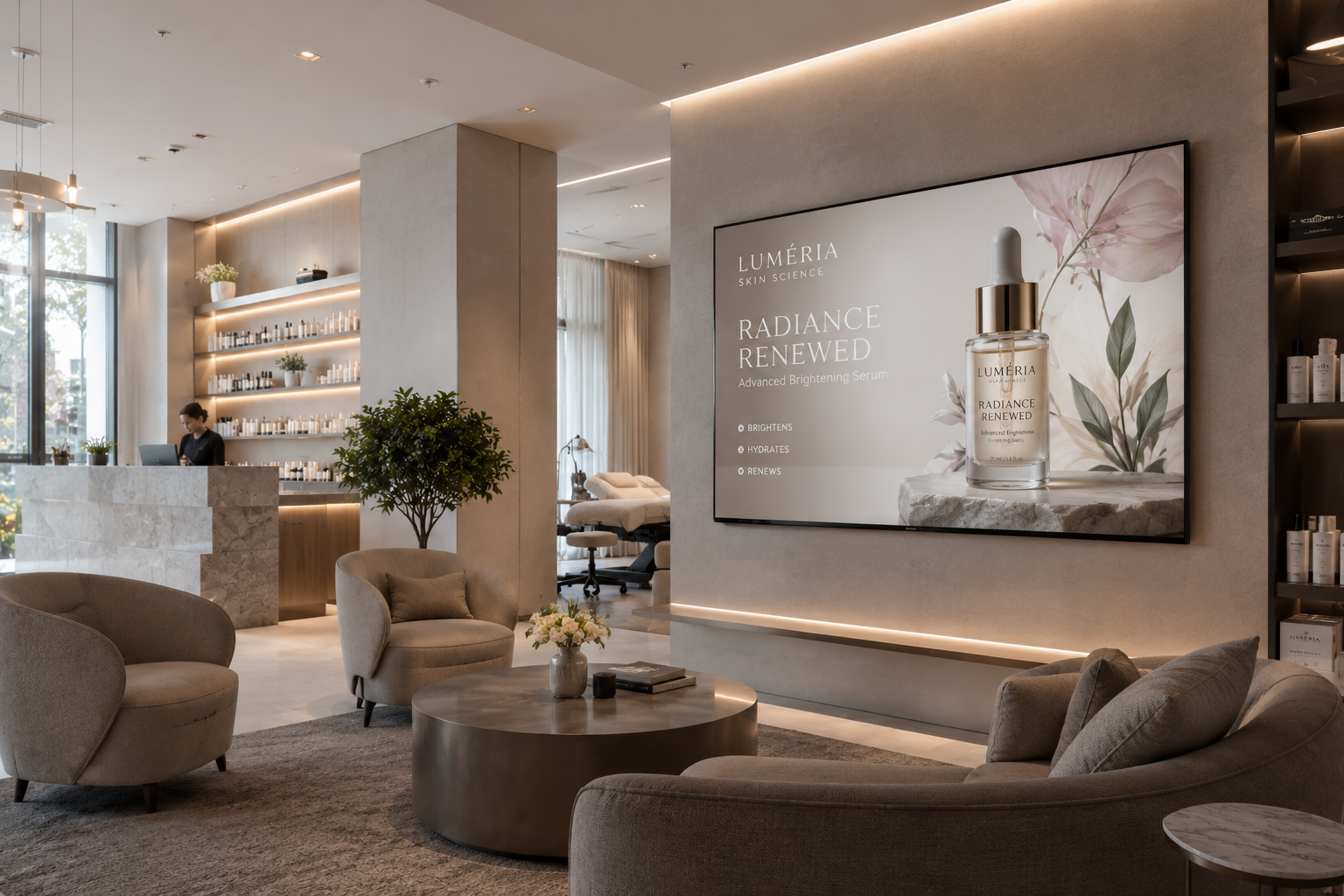 L'affichage dynamique dans un salon de beauté.