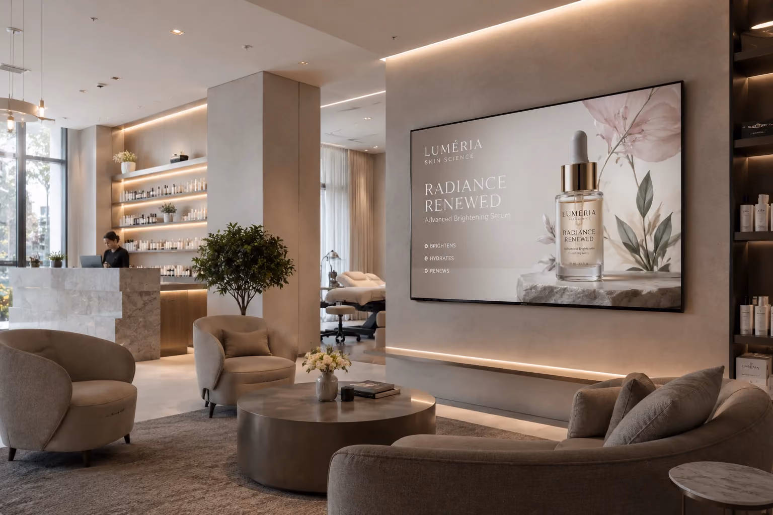 L'affichage dynamique dans un salon de beauté.