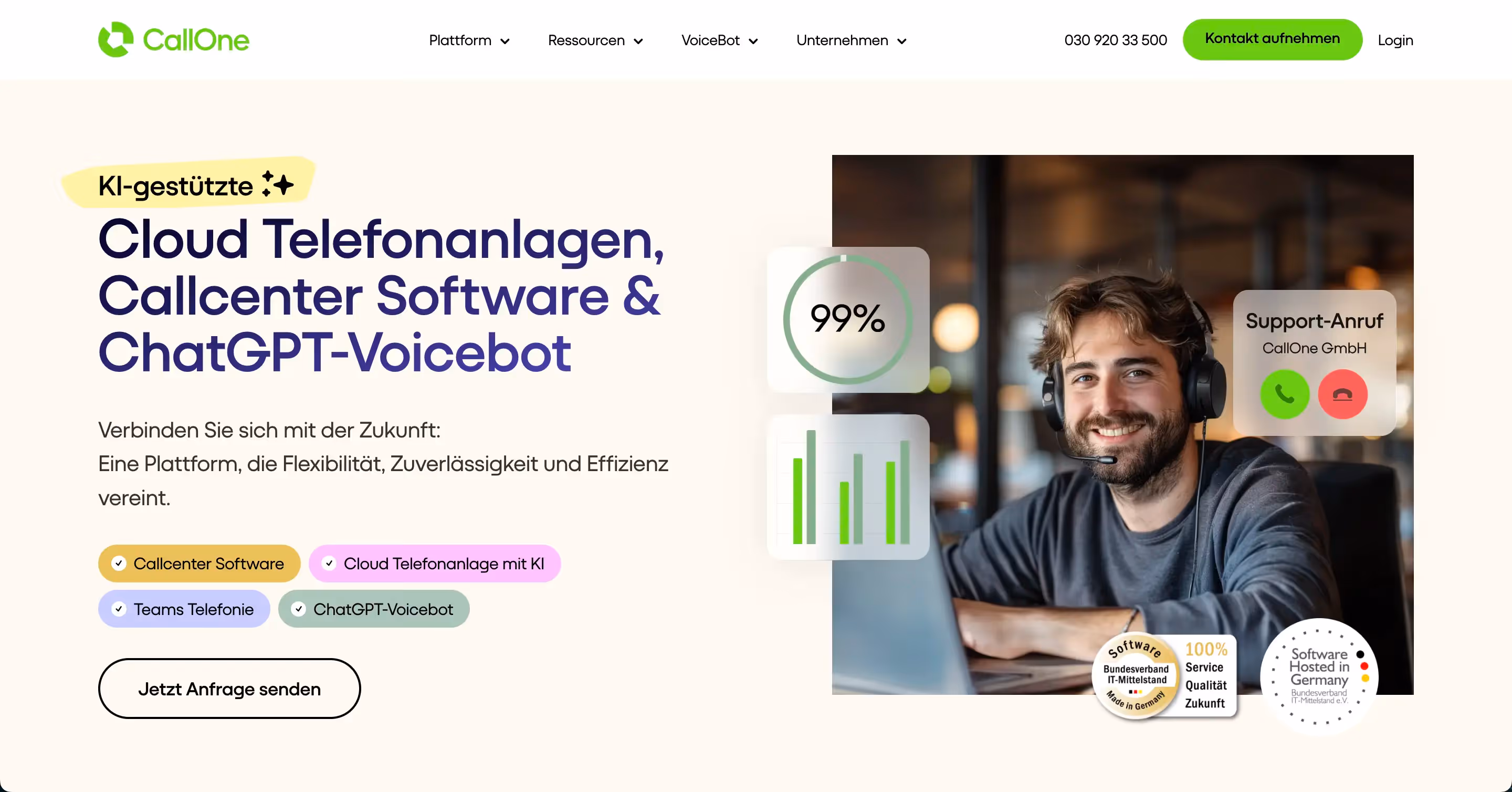 CallOne Cloud Telefonanlage Plattform Screenshot