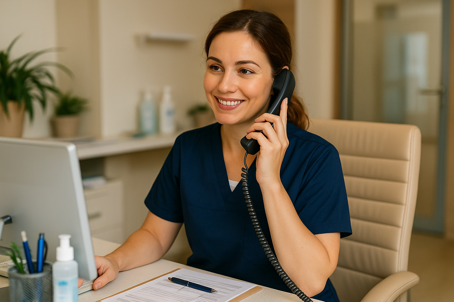 Telefonassistentin in der Zahnarztpraxis